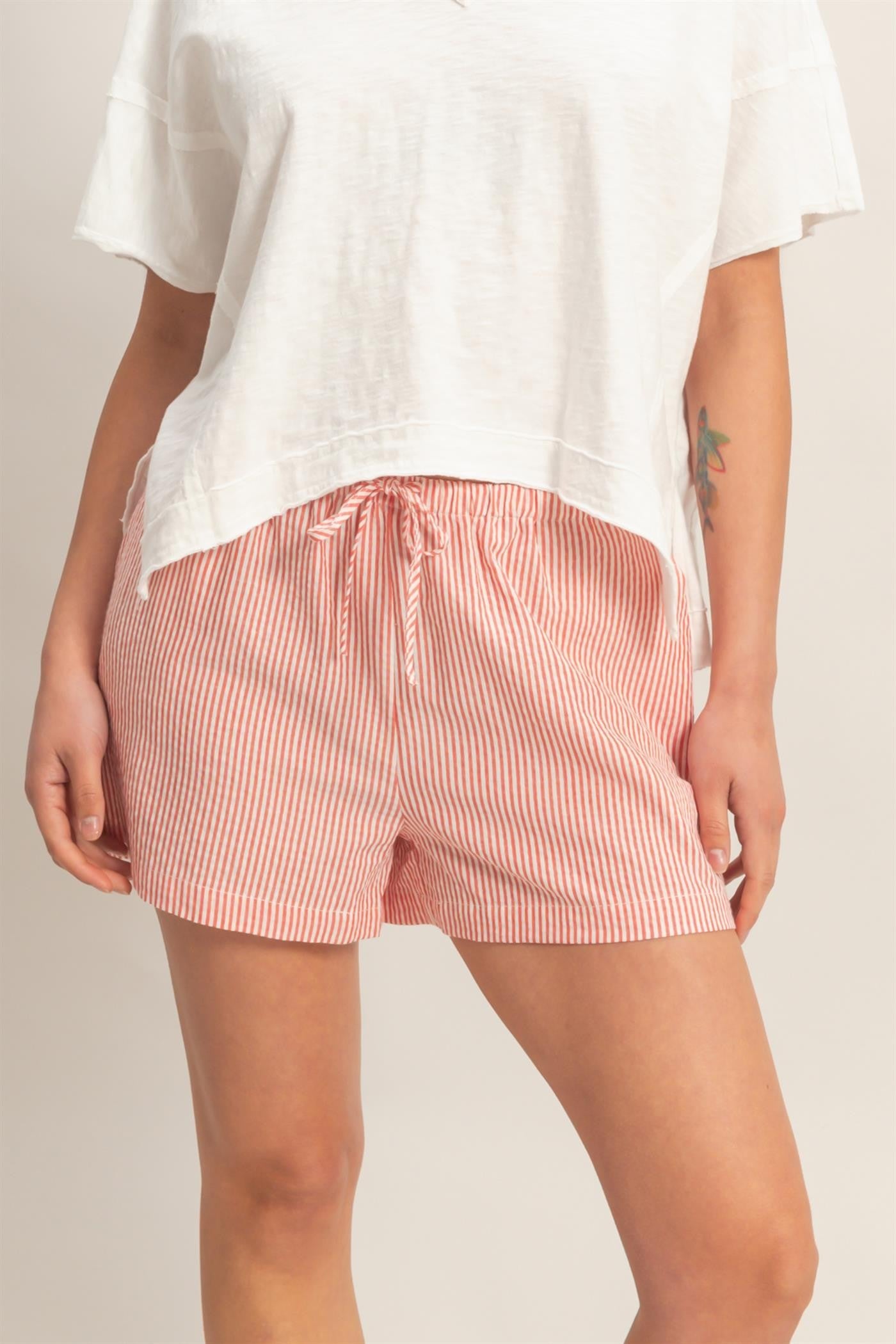 Pin Stripe Shorts {Red}
