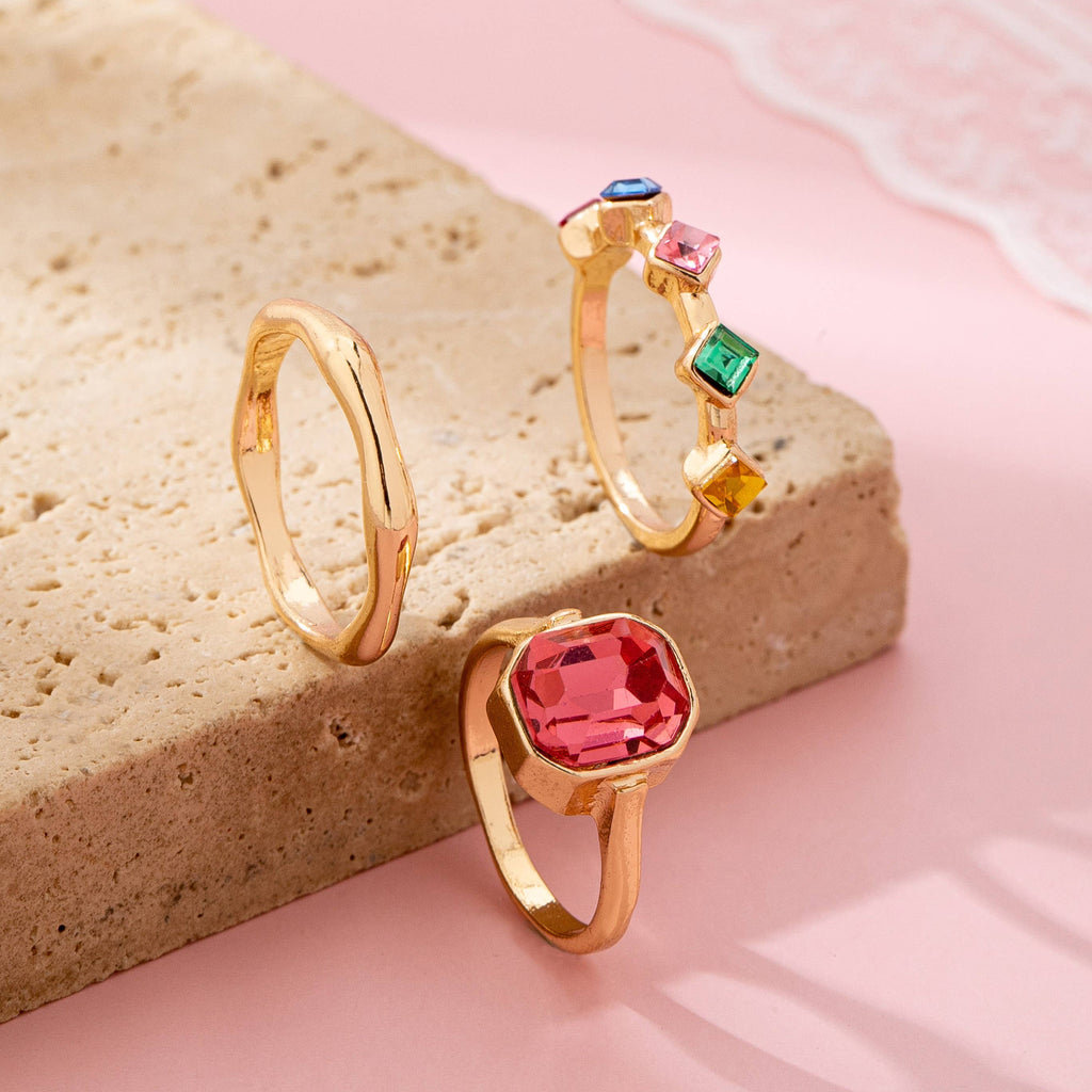 Rainbow Gemstone Organic Statement Ring