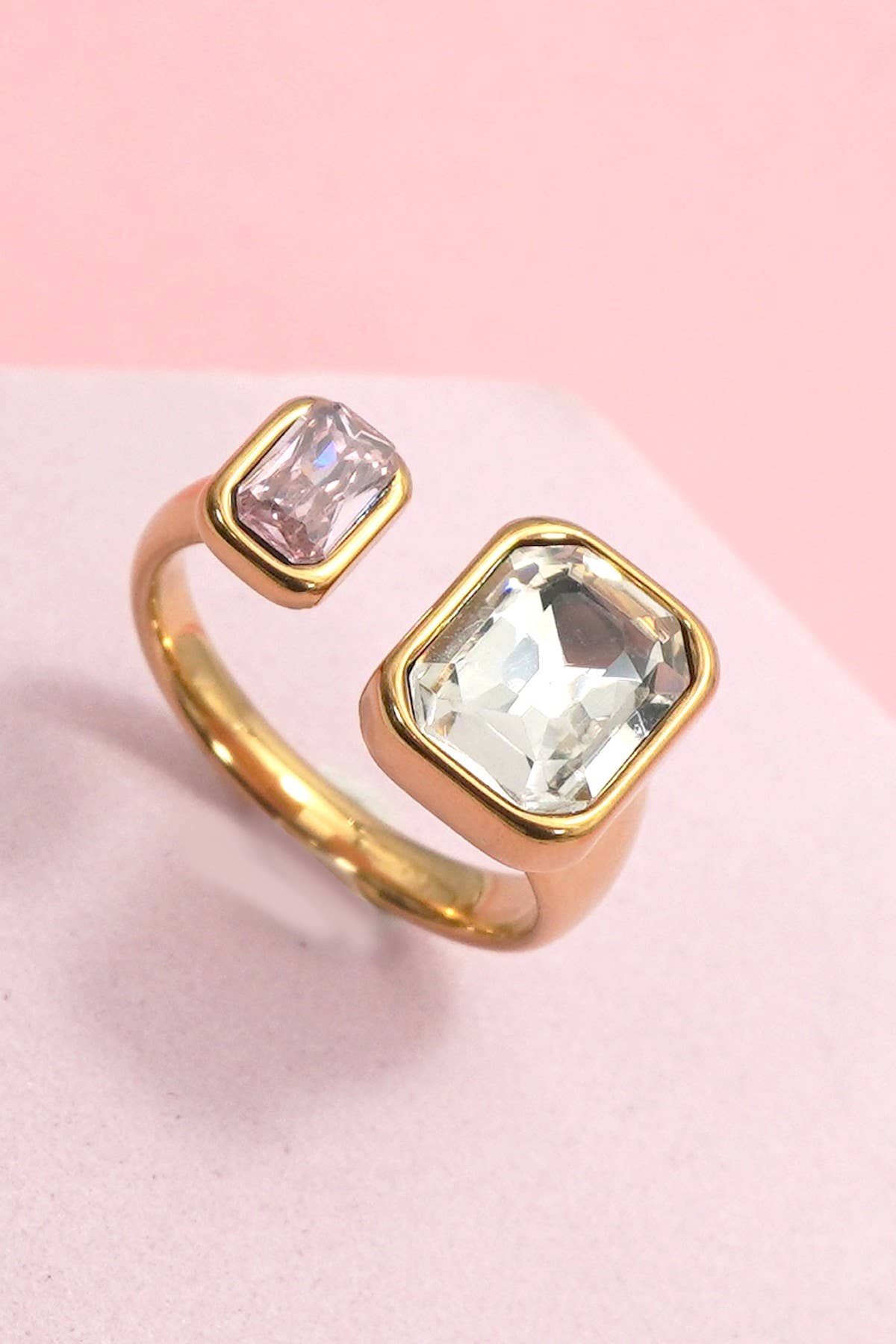 18K STAINLESS STEEL TARNISH FREE  RHINESTONE RINGS