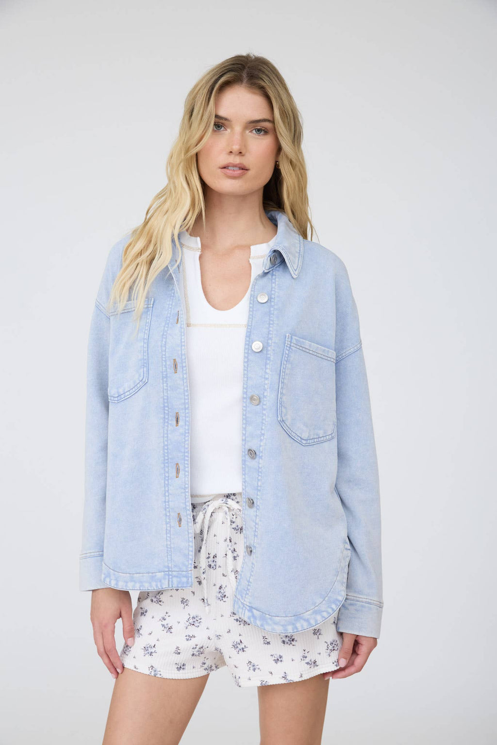 Acid Wash Knit Shacket