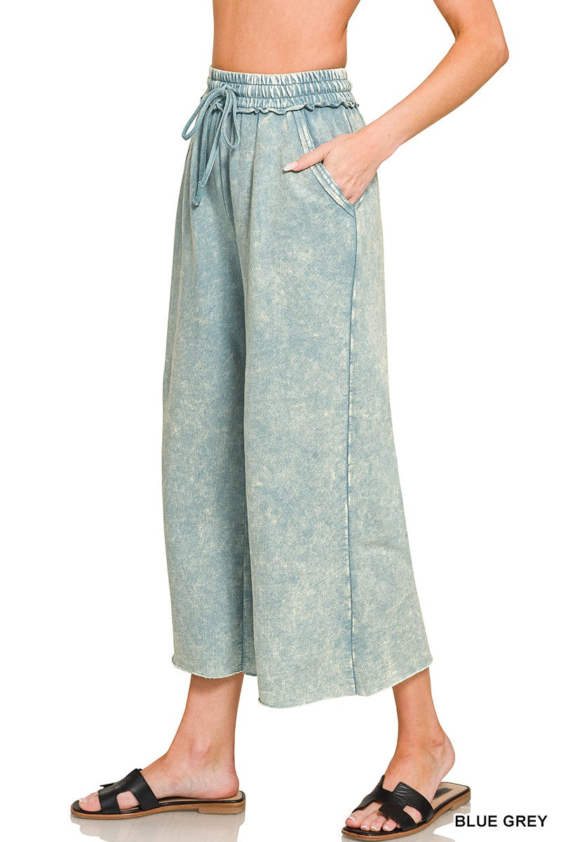 WASHED FRENCH TERRY FLARE PANTS {BLUE GREY}
