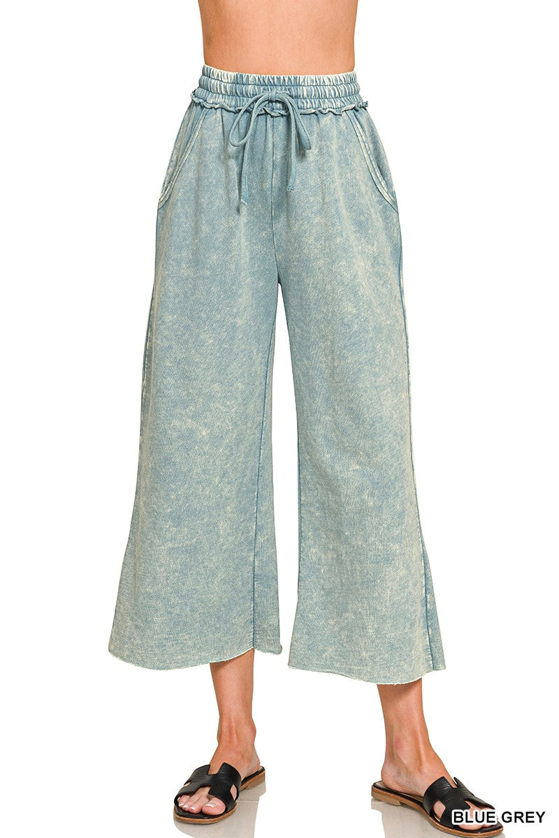 WASHED FRENCH TERRY FLARE PANTS {BLUE GREY}