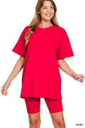 Top & Biker Shorts Set {Ruby Red}