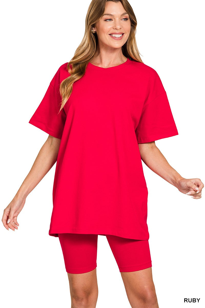 Top & Biker Shorts Set {Ruby Red}