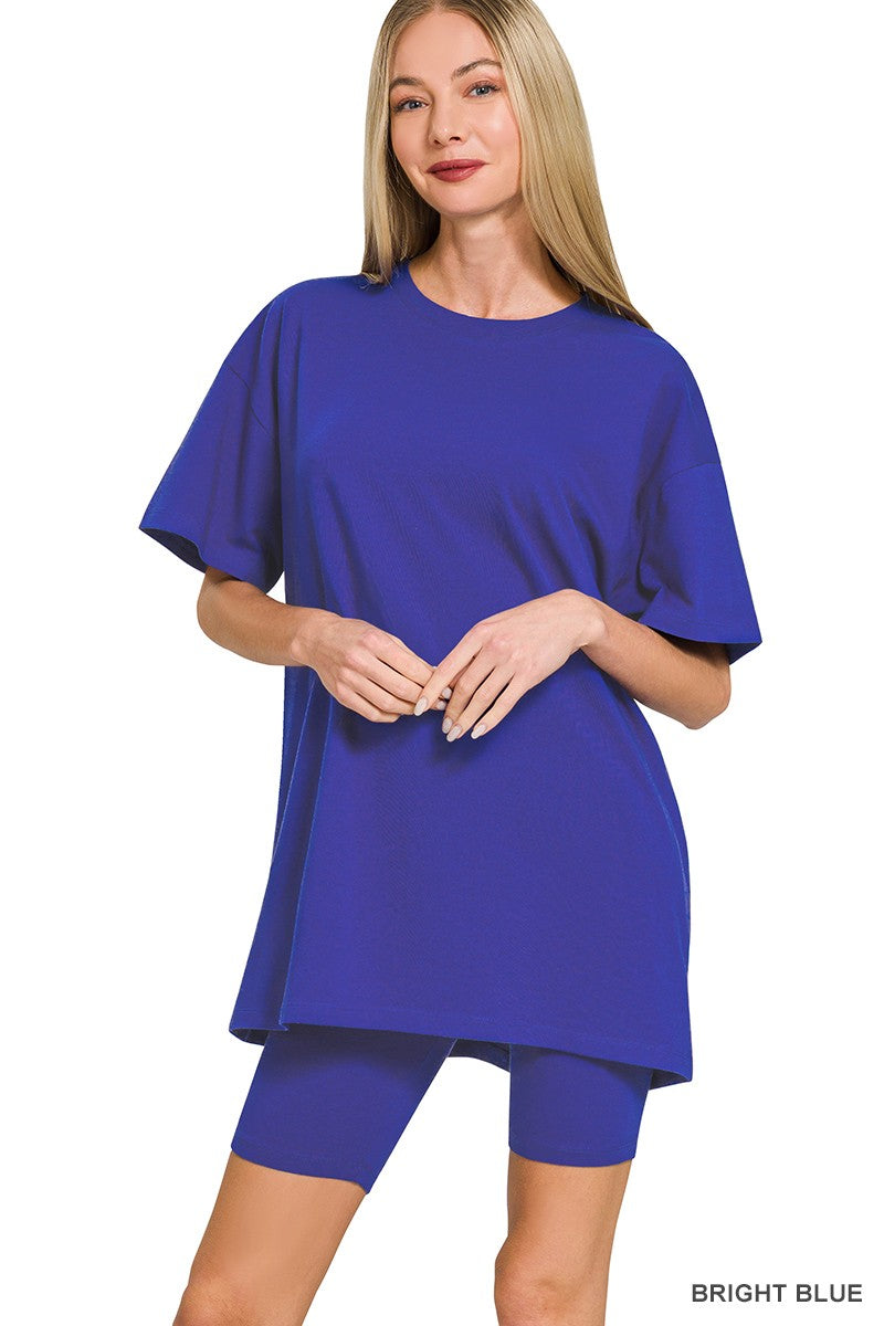 Top & Biker Shorts Set {Bright Blue}