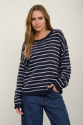 Stripe Crew Neck Sweater {Navy}