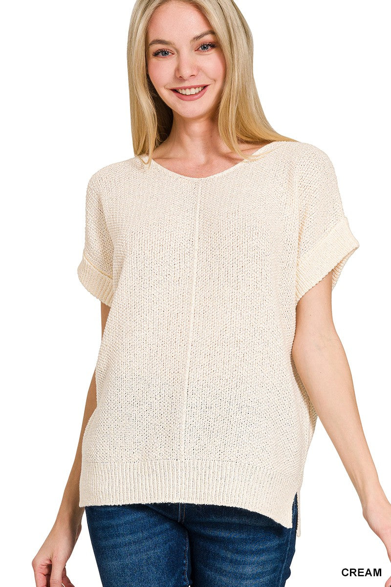 Waffle Knit Sweater {Cream}