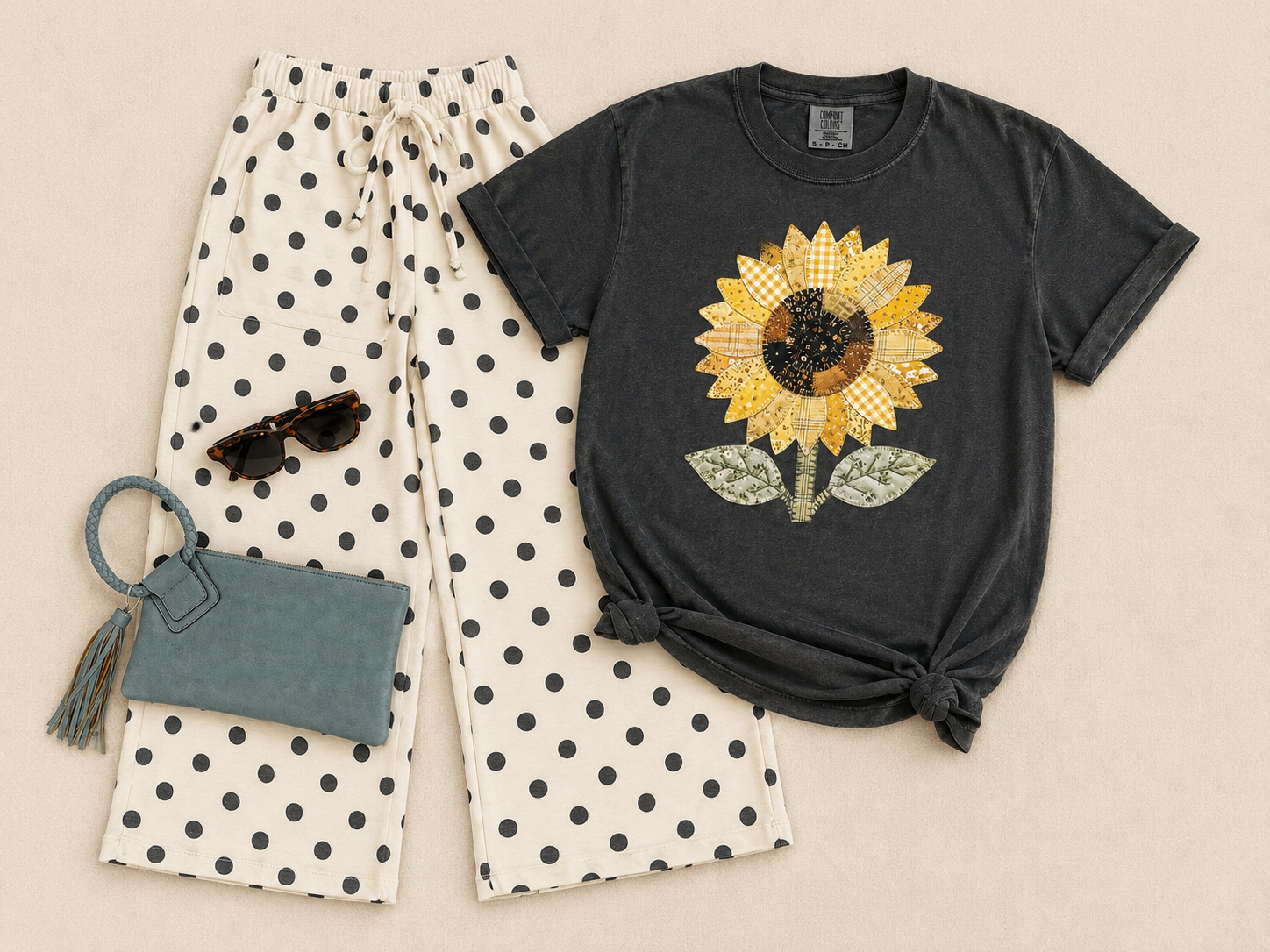POLKA DOT FRENCH TERRY CROP PANTS