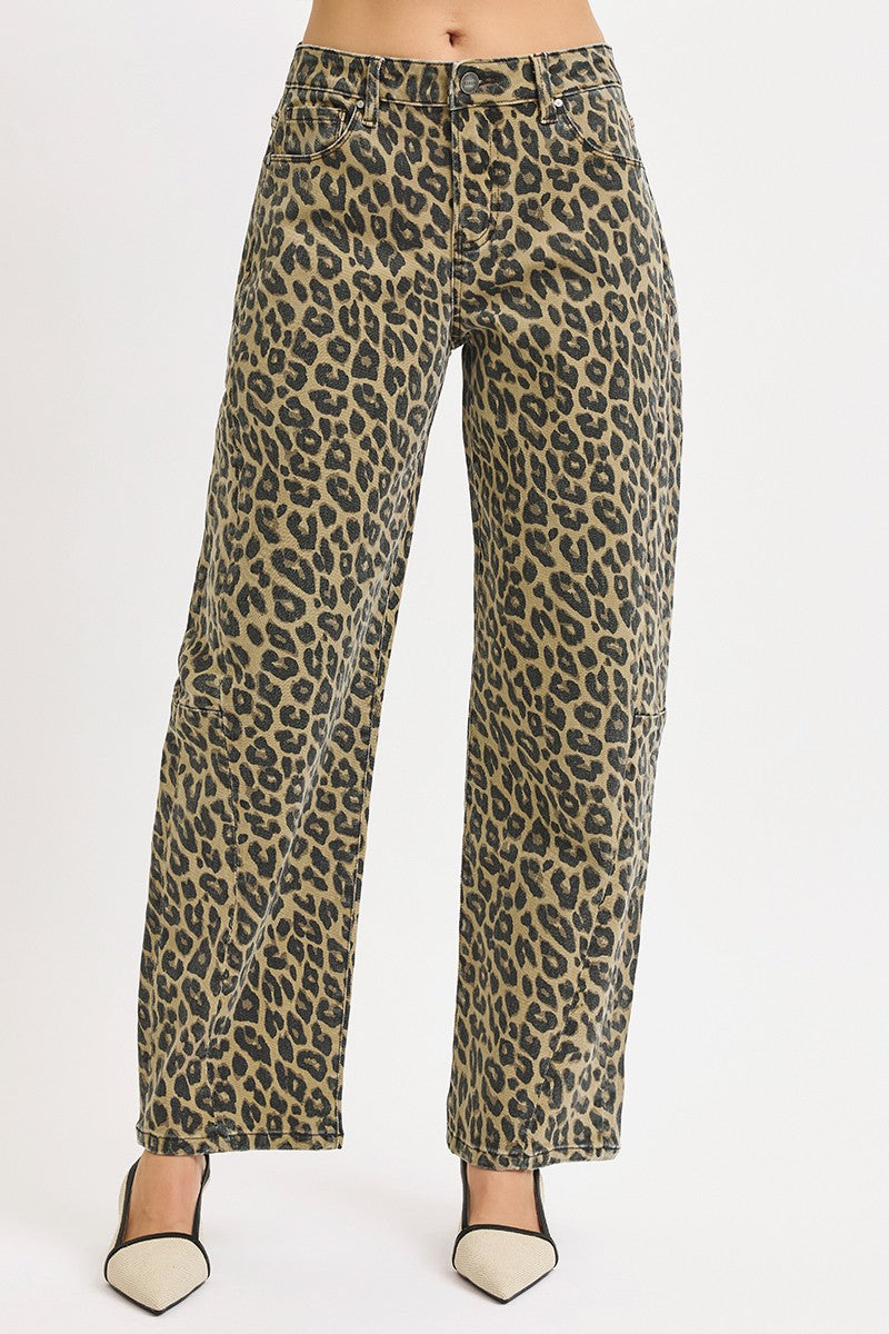 SLOUCHY LEOPARD BARREL PANTS