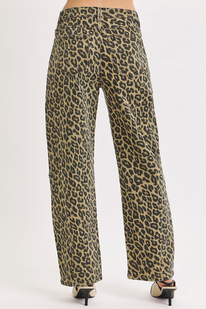 SLOUCHY LEOPARD BARREL PANTS