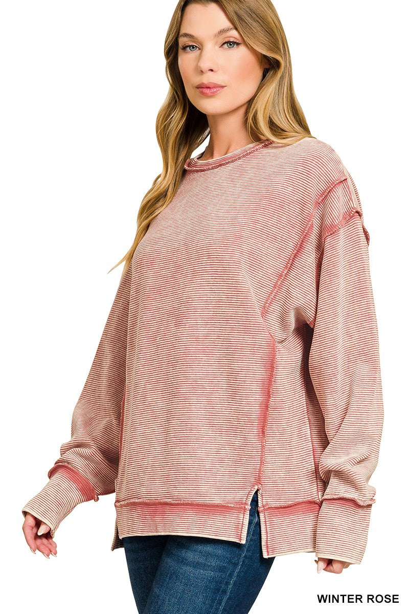 Winter Rose Ribbed Pullover