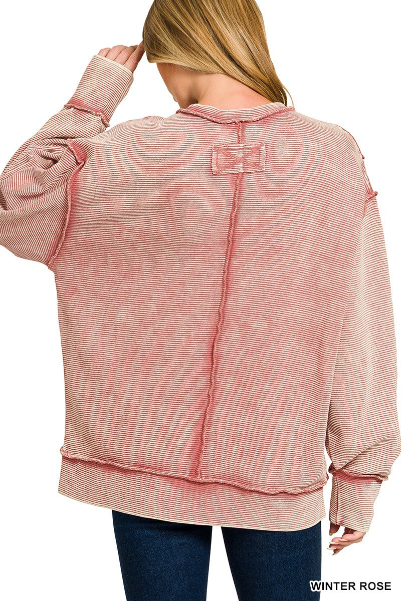 Winter Rose Ribbed Pullover