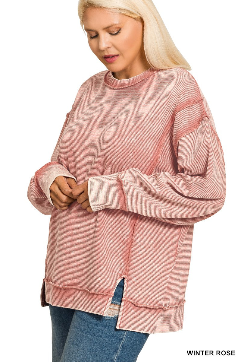 Winter Rose Ribbed Pullover