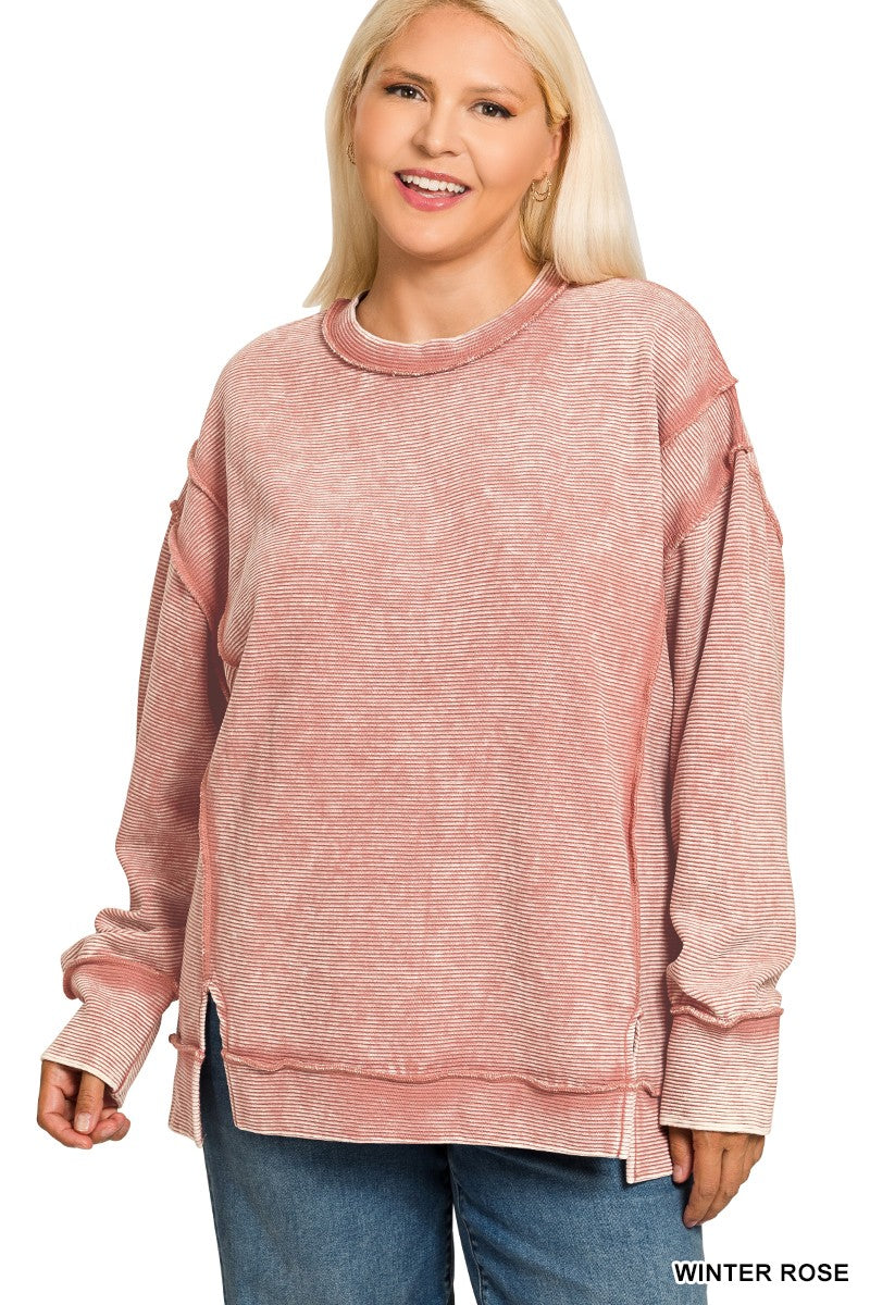 Winter Rose Ribbed Pullover