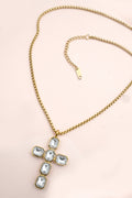 18K Stainless Steel Tarnish-Free Cross Rhinestone Necklace