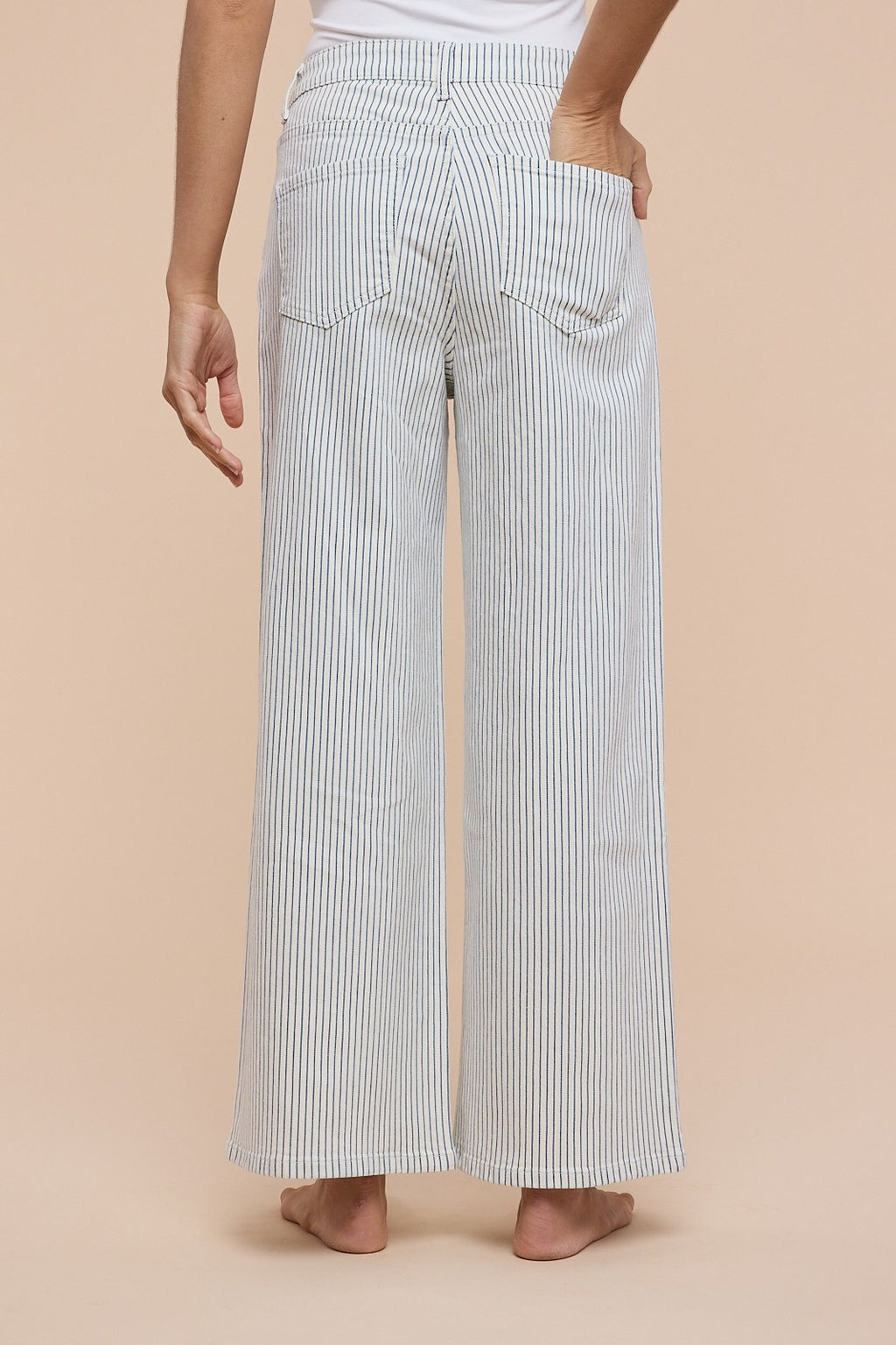 Striped Straight Leg Cropped Jeans