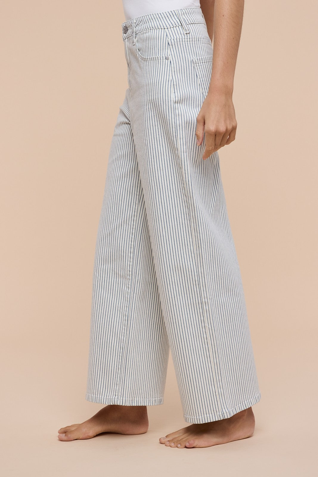 Striped Straight Leg Cropped Jeans