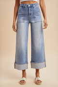 Wide Leg Cuff Jeans