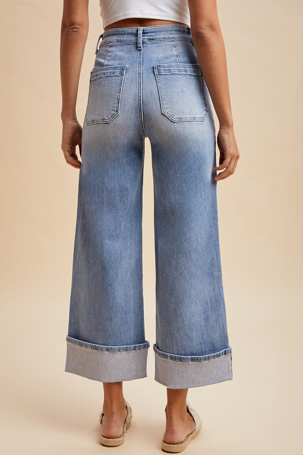 Wide Leg Cuff Jeans