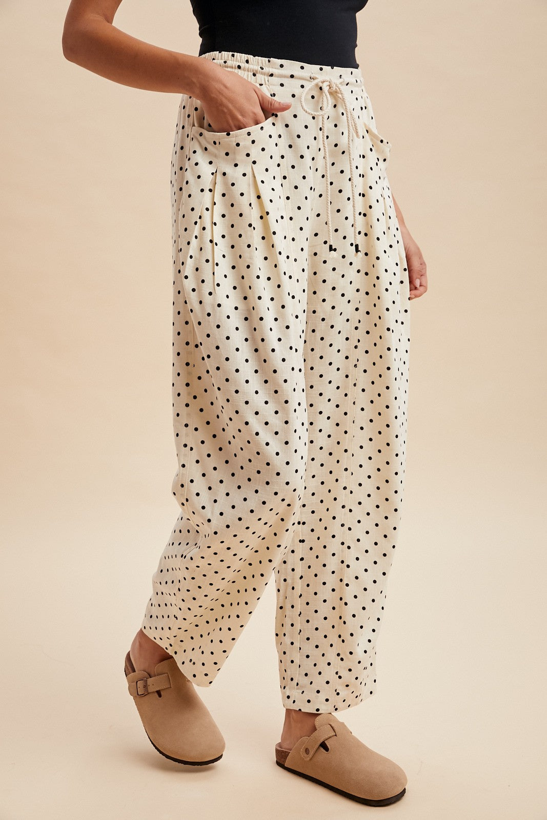 Polka Dot Barrel Leg Pants