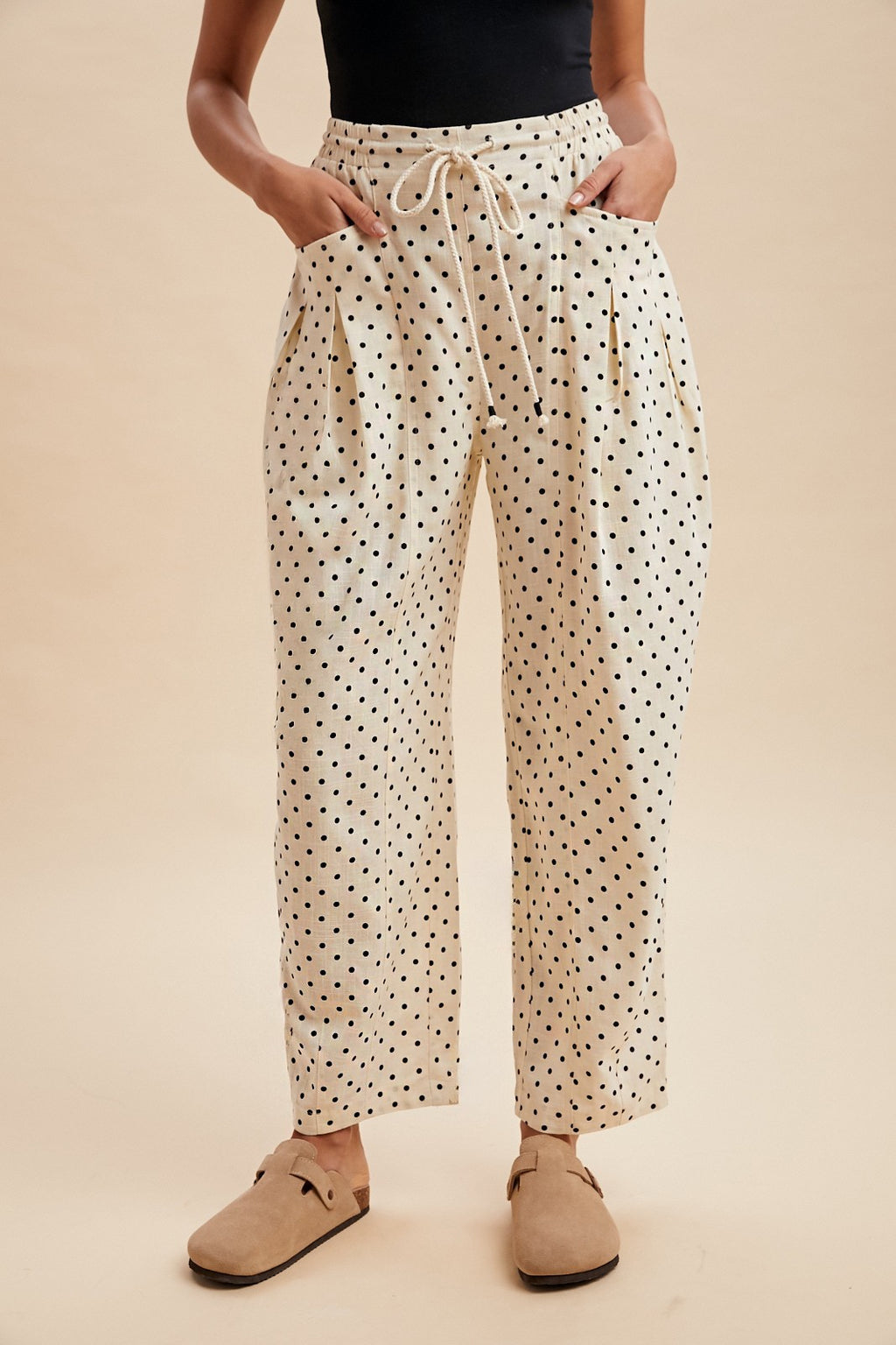 Polka Dot Barrel Leg Pants