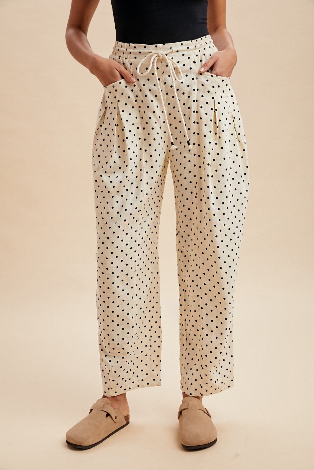 Polka Dot Barrel Leg Pants