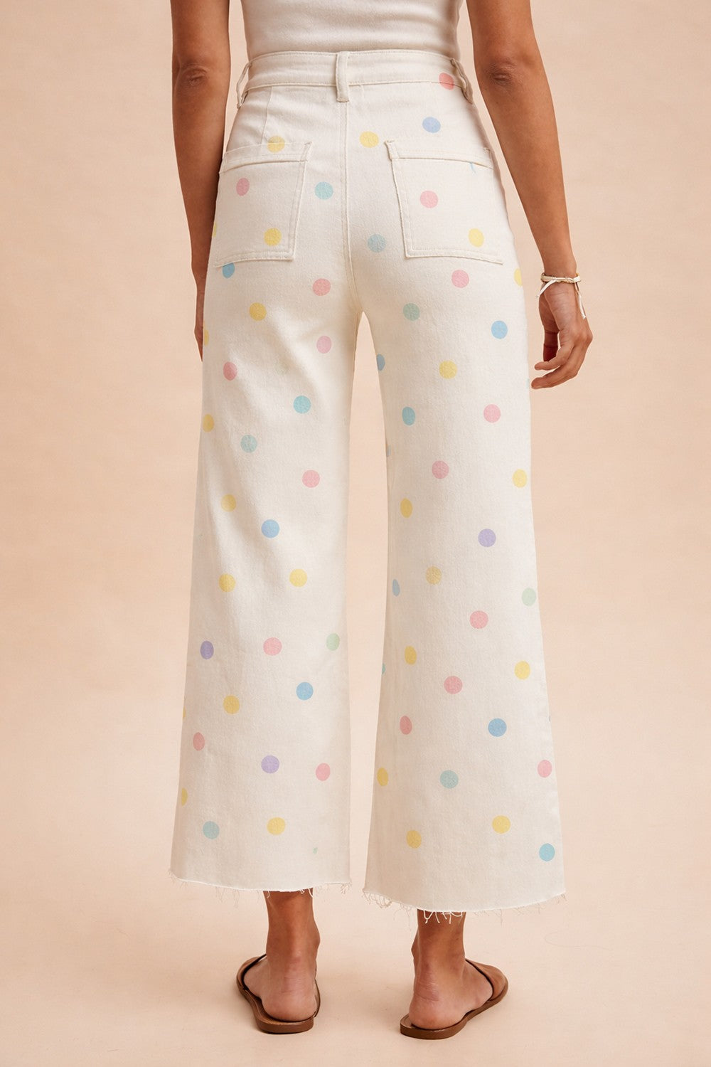 Pastel Polkadot Wide Leg Cropped Jean