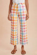 Gingham Wide Leg Cropped Jean