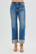 High Rise Loose Fit Cuffed Jeans