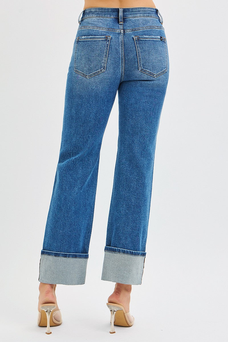 High Rise Loose Fit Cuffed Jeans