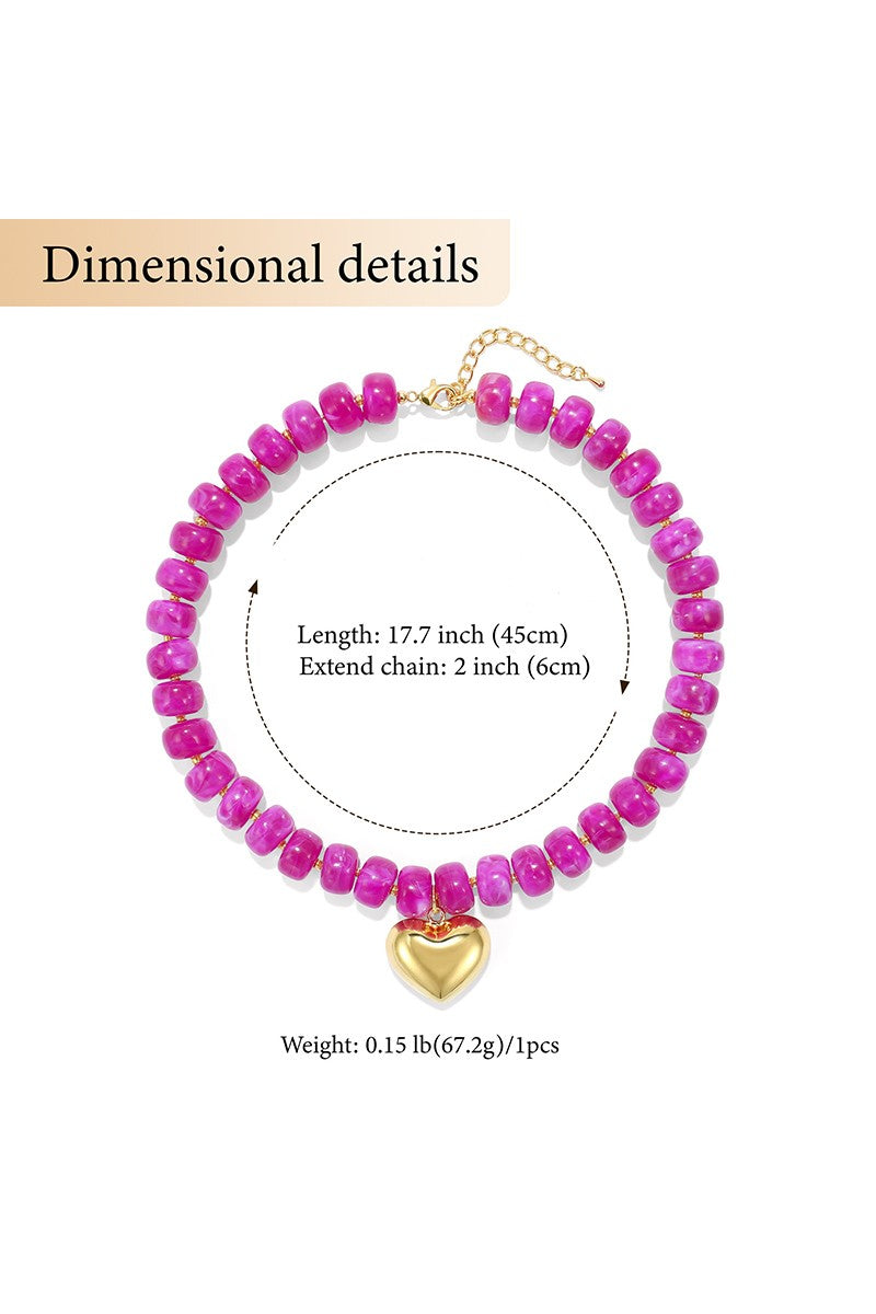 Colorful Beaded Heart Necklace