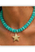 Colorful Beaded Star Pendant Necklace