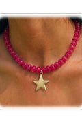 Colorful Beaded Star Pendant Necklace