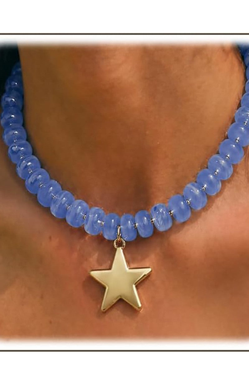 Colorful Beaded Star Pendant Necklace