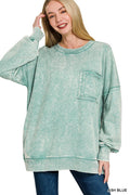Acid Wash Front Pocket Pullover