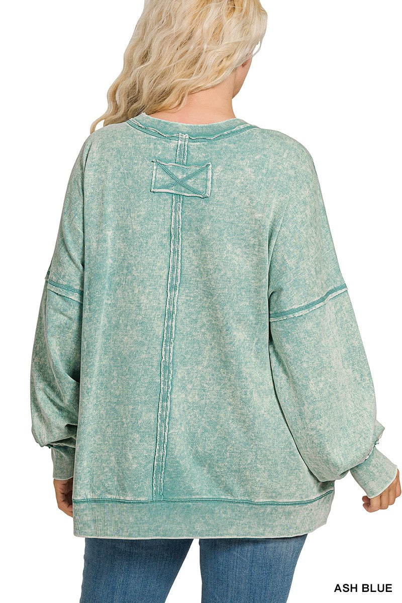 Acid Wash Front Pocket Pullover