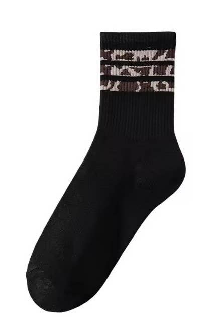 LEOPARD HALF CREW THROWBACK SOCKS