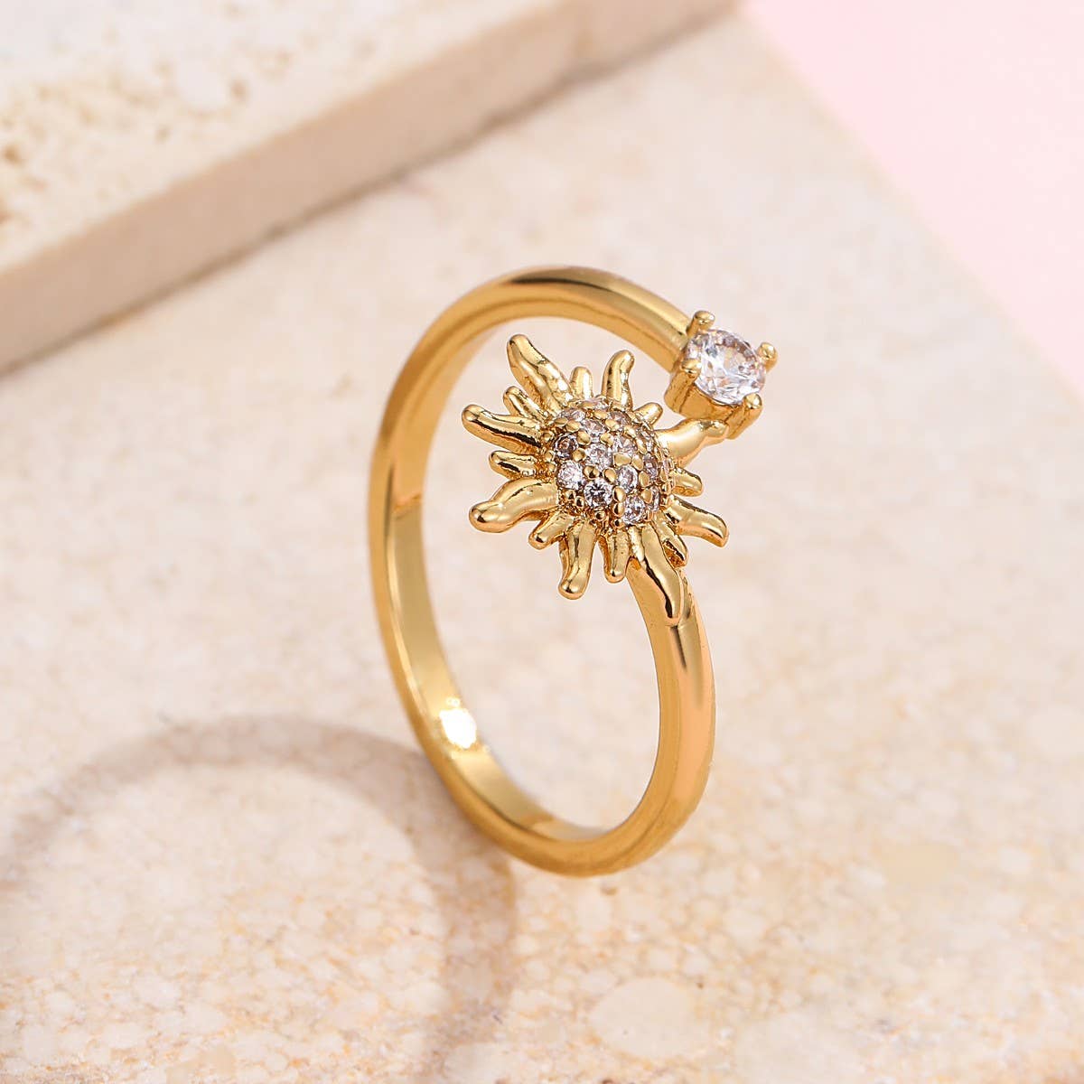 18K STAINLESS STEEL TARNISH FREE FLOWER RING