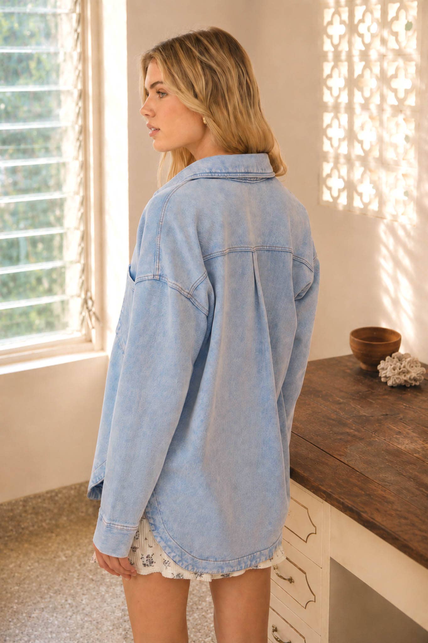Acid Wash Knit Shacket
