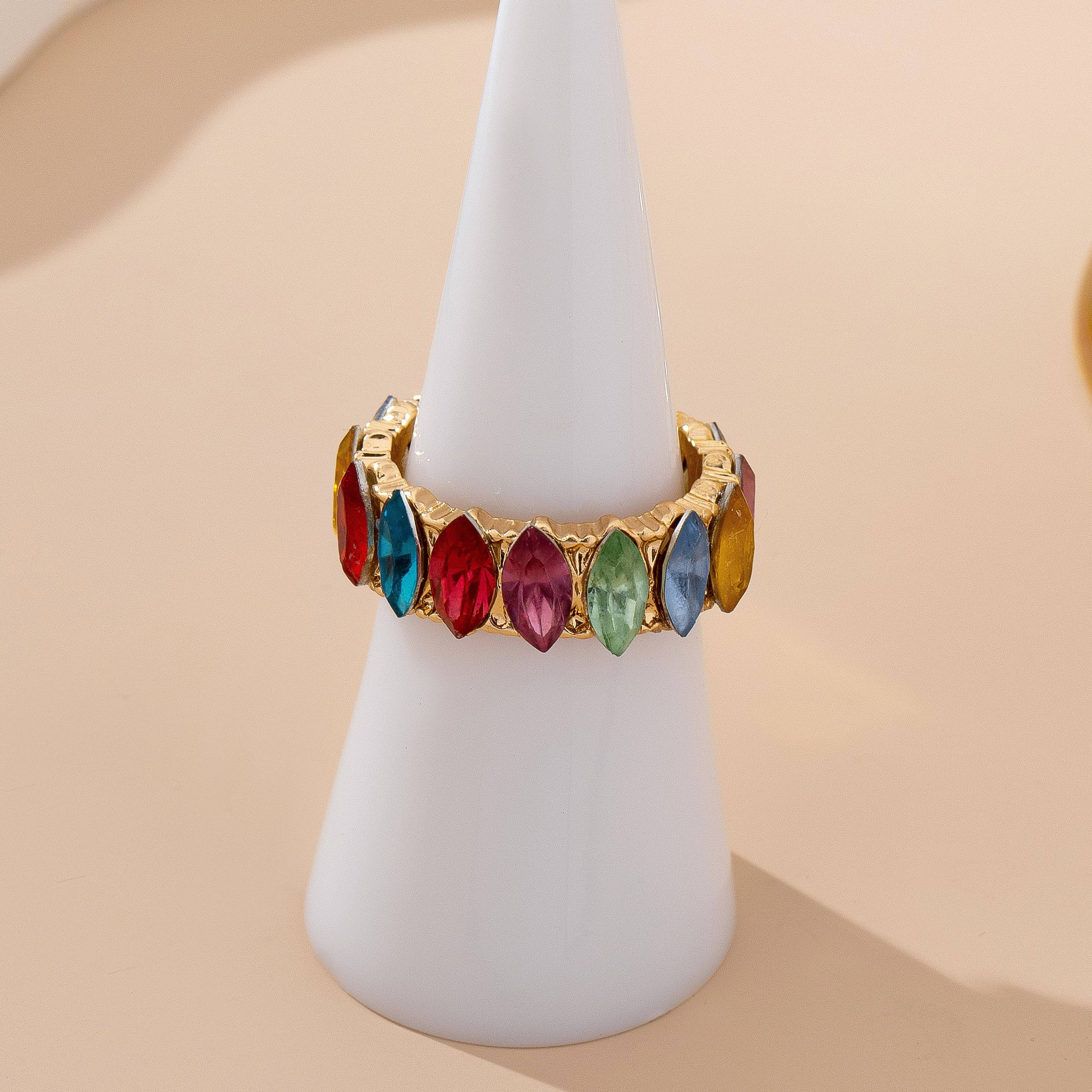 Rainbow Marquise Gem Eternity Band Ring