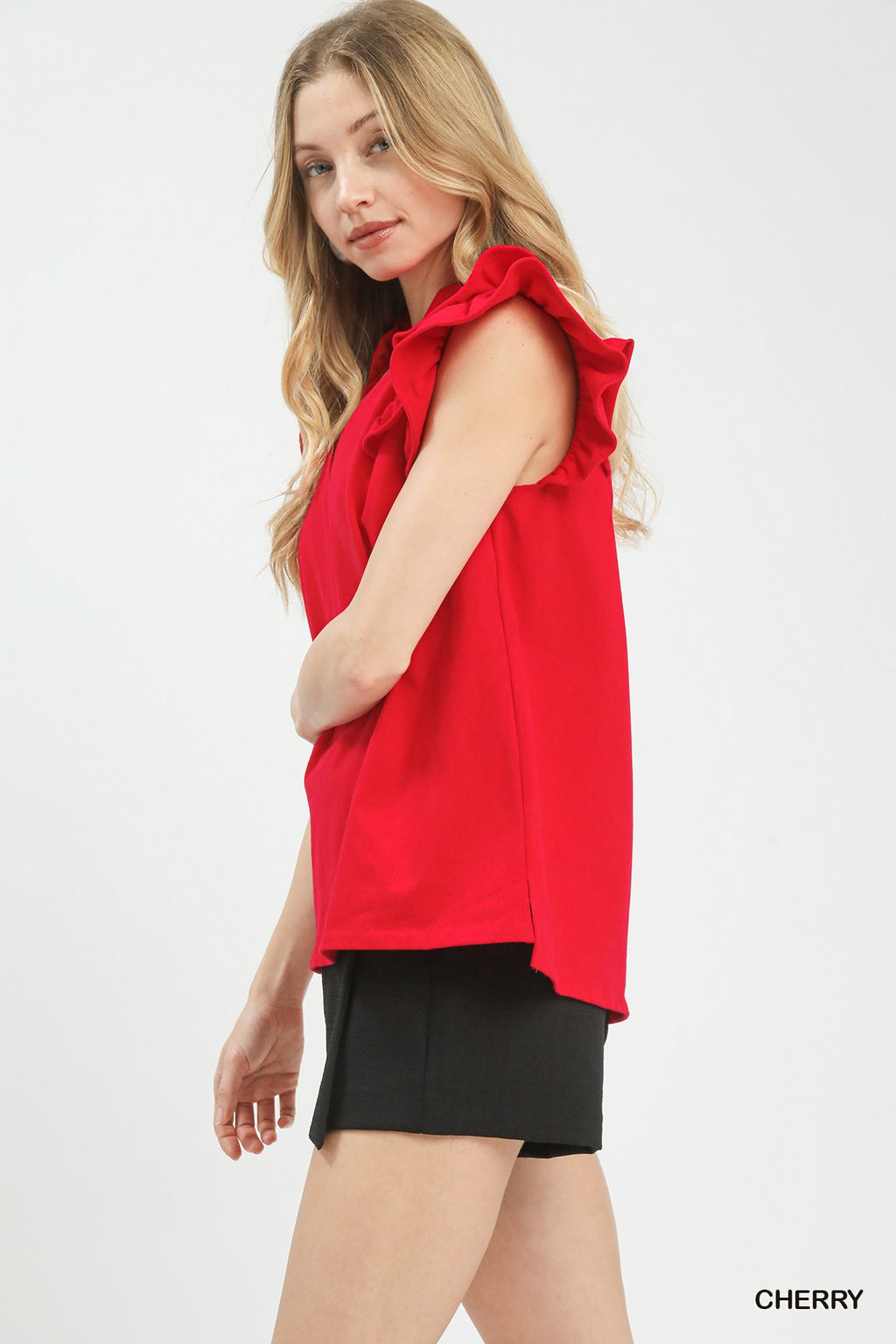 Ruffle Sleeve V-Neck Top
