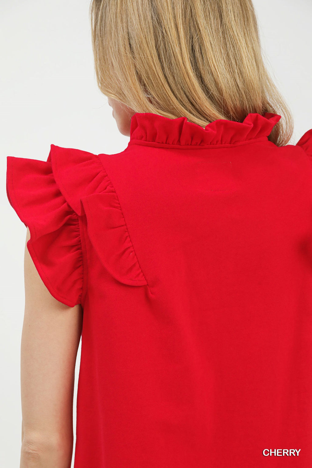 Ruffle Sleeve V-Neck Top