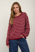 Stripe Crew Neck Sweater {Burgundy}