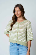 Stripe Crochet Knit Cardigan