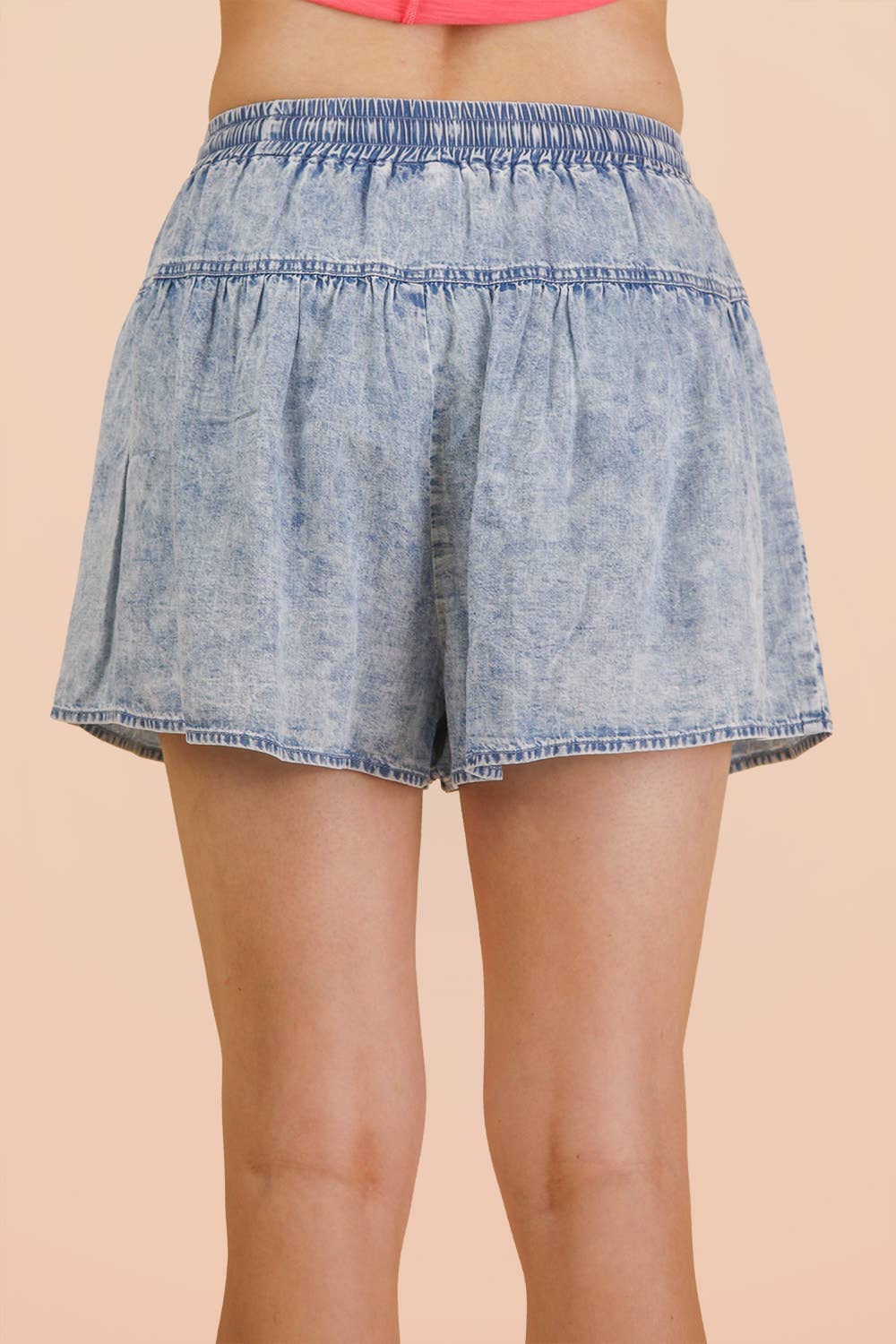 Washed Chambray Flare Shorts