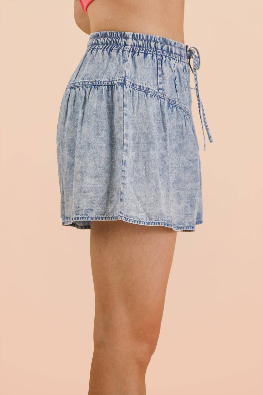 Washed Chambray Flare Shorts