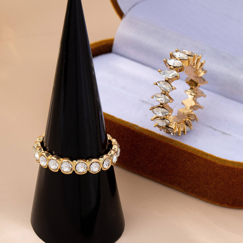 Gold-Tone Crystal Ring Duo