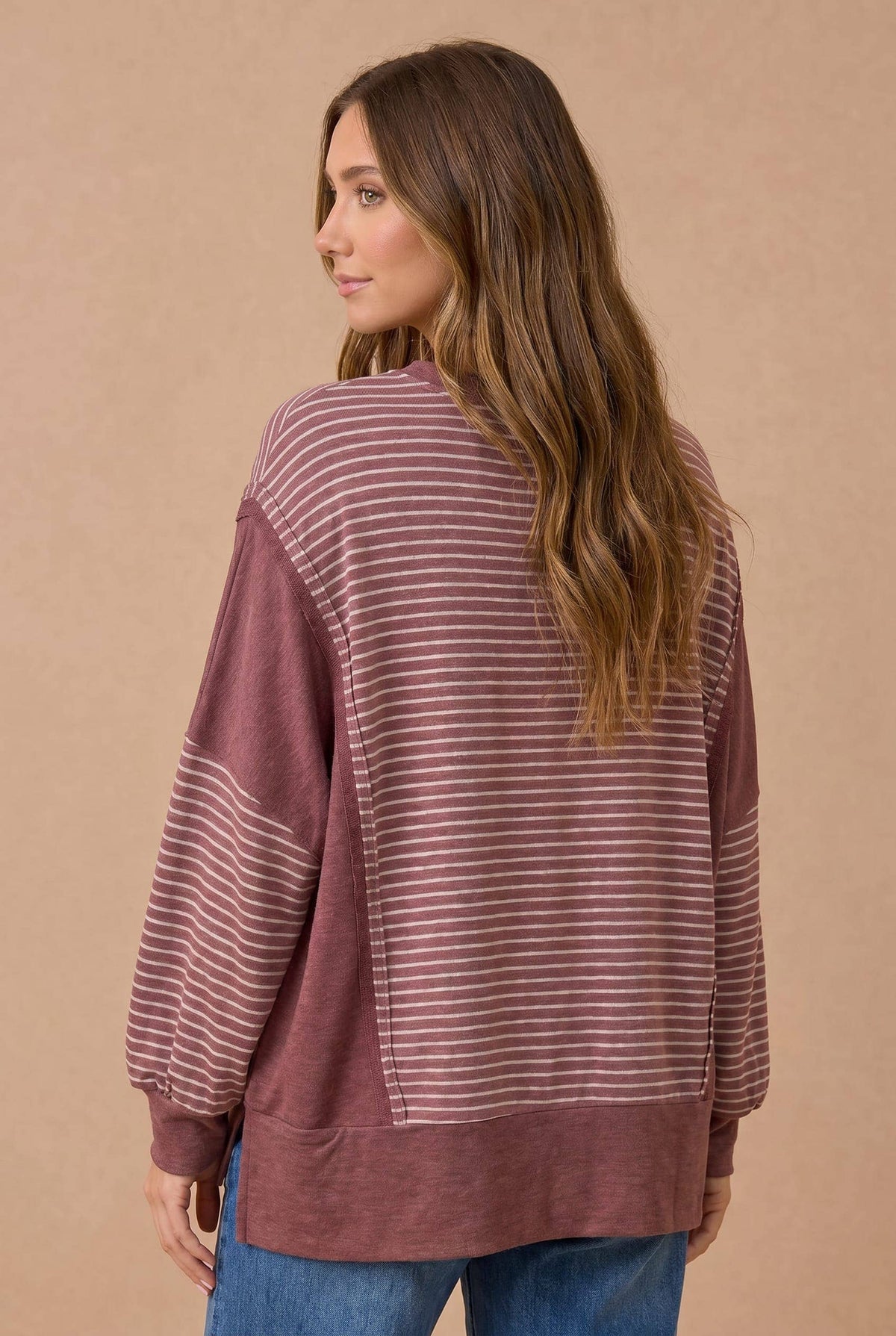 Stripe Color Block Pullover Sweatshirt