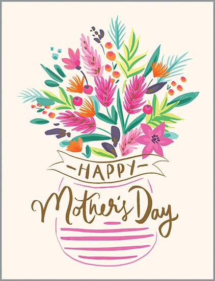Mother's Day Greeting Card - Magenta Stripe Vase-Spring