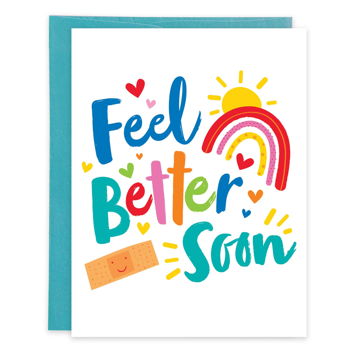 Get Well Greeting Card - Bandaid/Rainbow